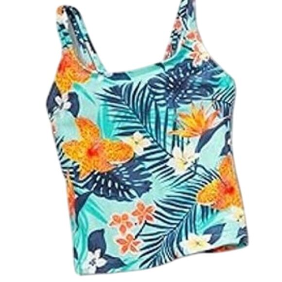 New The Children's Place Girls Size 16 XXL Blue Floral 2-Piece Tankini Swimsuit - Picture 2 of 2